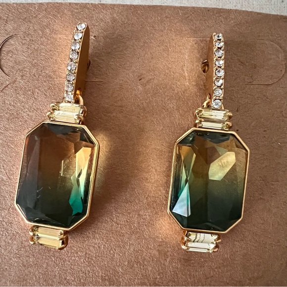 J. Crew Yellow and Green Gemstone Crystal Earrings - Picture 2 of 5